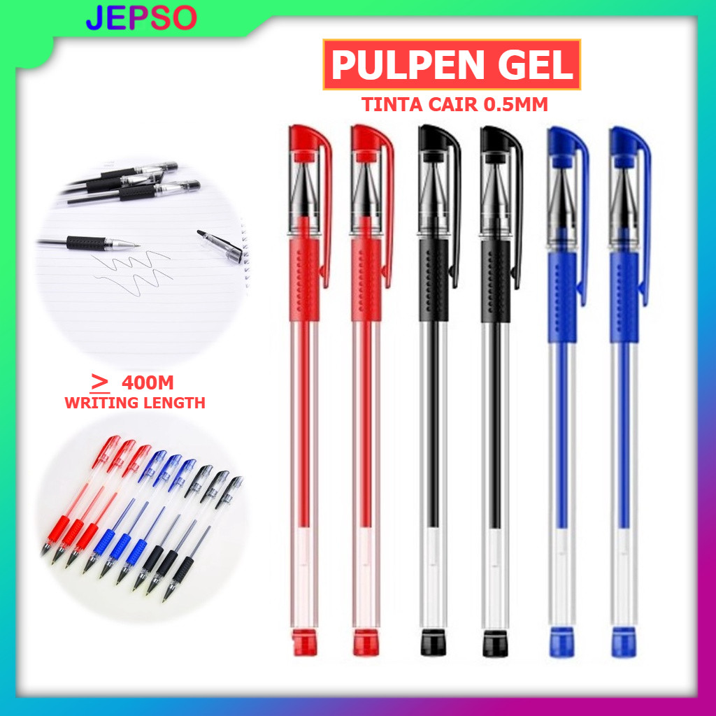 

Pena Gel 0.5mm Standard Pulpen Mimi Tinta Cair 0.55mm / Pen Hitam Merah Biru / Bolpoin Alat Tulis Sekolah Kantor / Pena Ujung Lancip ATK Murah / JEPSO MAKASSAR