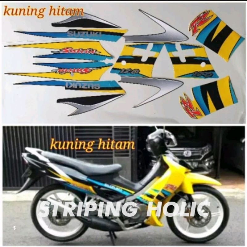 STIKER STRIPING SATRIA HIU KUNING HITAM