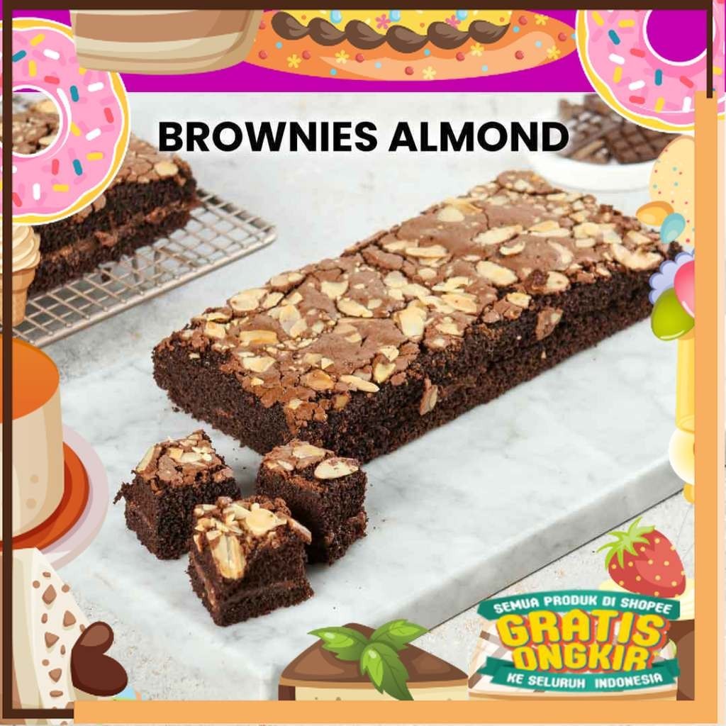 

Momolin Bakery Brownies Almond | kue | kue cokelat | kue brownies/ King J Snack