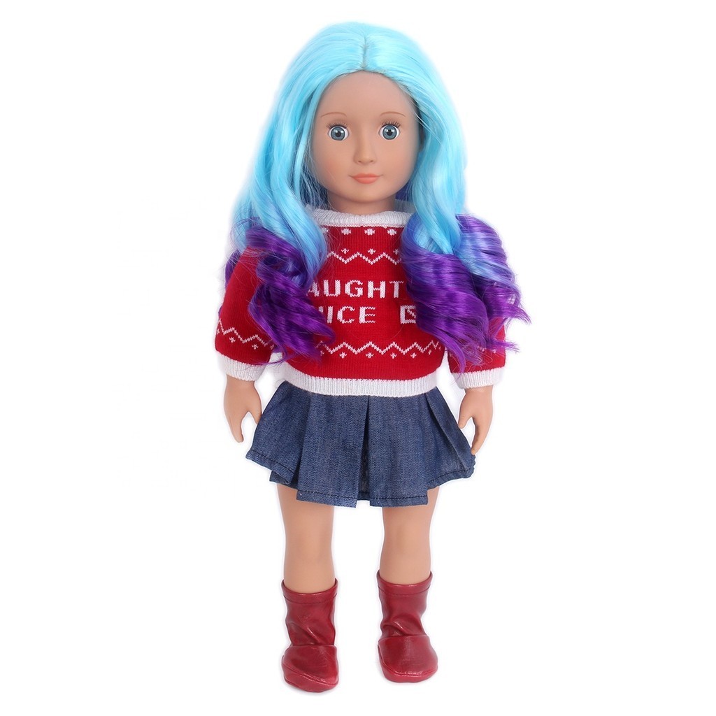 Wig boneka 18 inci Wig rambut boneka Super gelombang selebriti untuk 18 "Amerika perempuan wedge