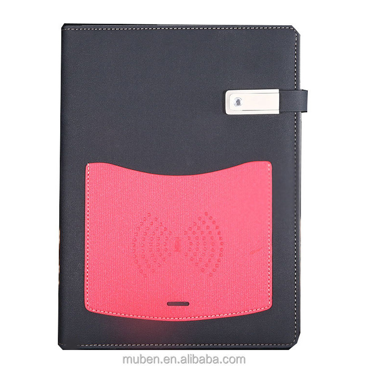 

Business A5 powerbank Agenda Organizer Pu Leather Cover Wireless Powerbank Notebooks With Usb Flash Drive