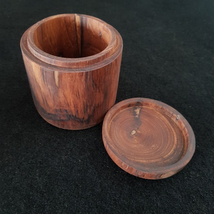 Taro wooden Jar 10cm / Toples kayu jati / tempat gula garam teh