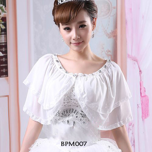 Bolero Cardigan Pesta Wedding Pengantin Lenka Lace Brukat Putih Bpm007