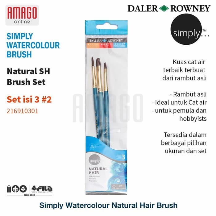 

DALER-ROWNEY Simply Watercolour Natural Brush Set 3 pcs #2 - 216910301