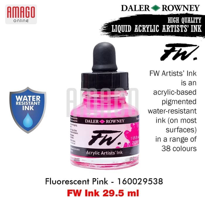 

DALER-ROWNEY - FW Ink 29.5 ml - Acrylic Artists Ink - Cat Akrilik - Fluorescent Pink - 160029538