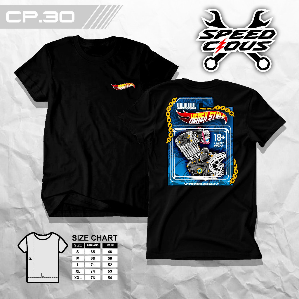 Kaos Racing Mesin Herex Engine Hotwheels Original Speedcious - Baju Distro Mesin Herex CB Tiger GL M