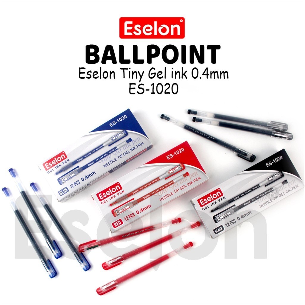 

12pcs Pulpen Gel Eselon 0.4mm / 1 Pak Pulpen Gel ESELON ES-1020