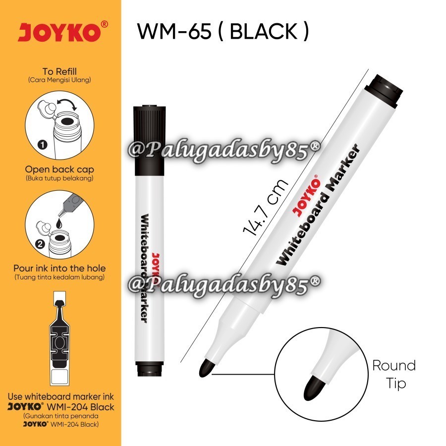 

(1 Biji) Spidol White Board JOYKO WM-65 / Spidol Papan Tulis Dapat Dihapus Whiteboard Marker Joyko Refillable WM-65 / Spidol Joyko WM-65 WM65 WM 65