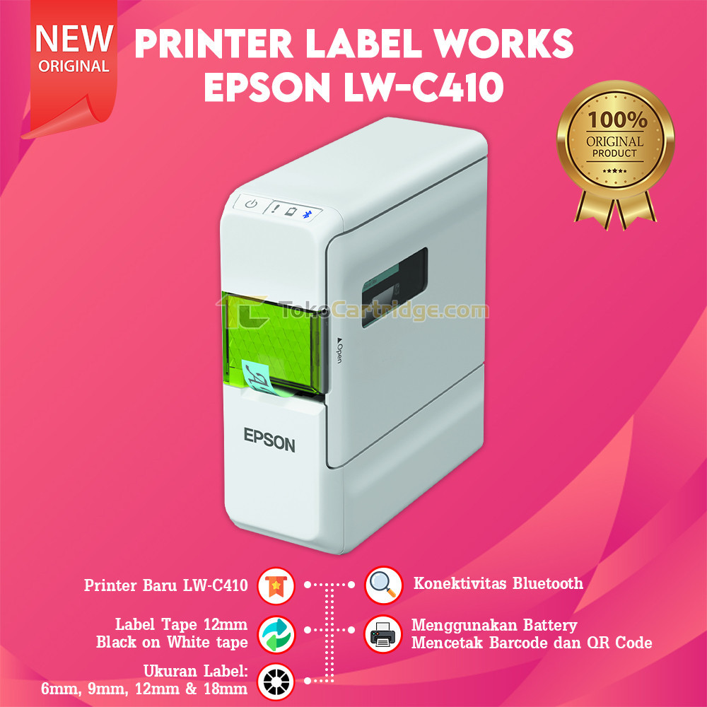 

PRINTER LABEL EPSON LW-C410 EPSON LWC410 LW C 410 New Labal Ukuran 12mm
