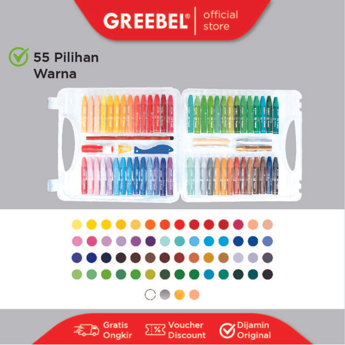 

GREEBEL Crayon Krayon KIDS OIL PASTEL 55 warna untuk Anak non toxic
