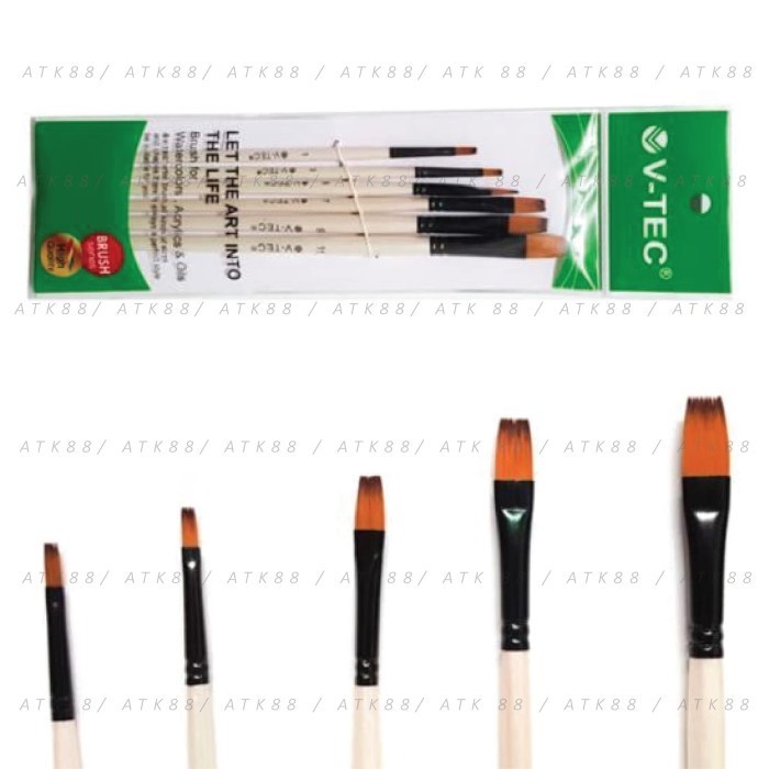 

V-Tec Brush A0017H Set 6 / Kuas Lukis Set isi 6 / VTEC Artist Brush