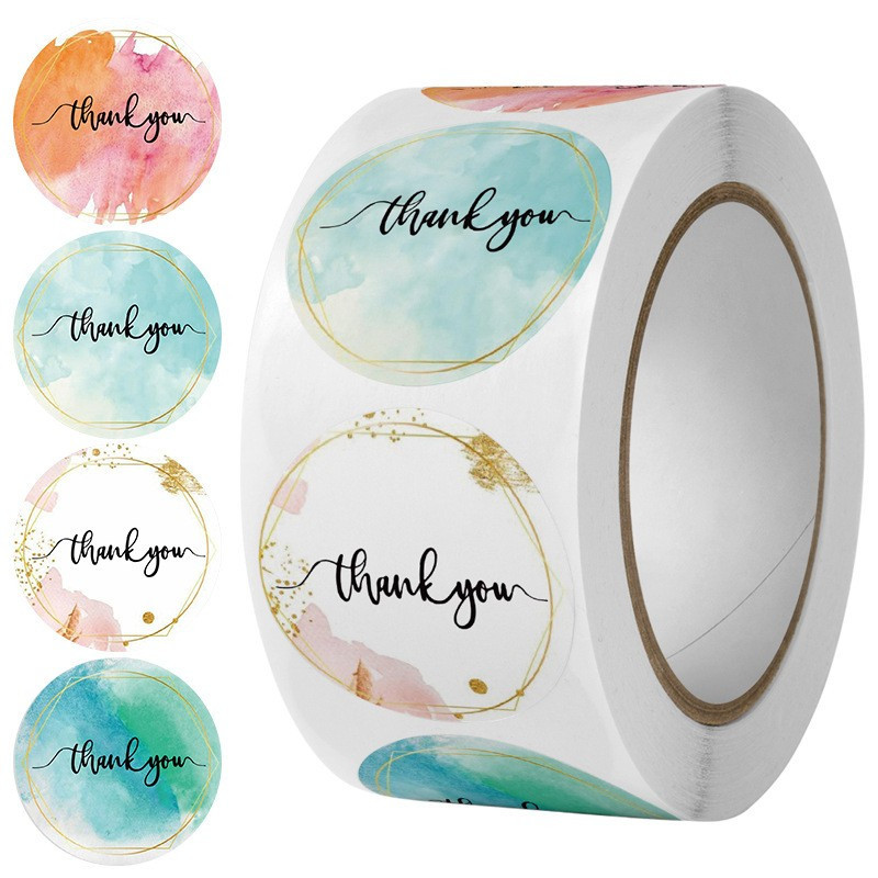 

[FP] Sticker Thank You Roll Isi 500 Pcs Label Roll Stiker Thank You Gift stiker terima kasih Warna Self Adhesive Seal Label Roll Sticker thank you 2.5 cm