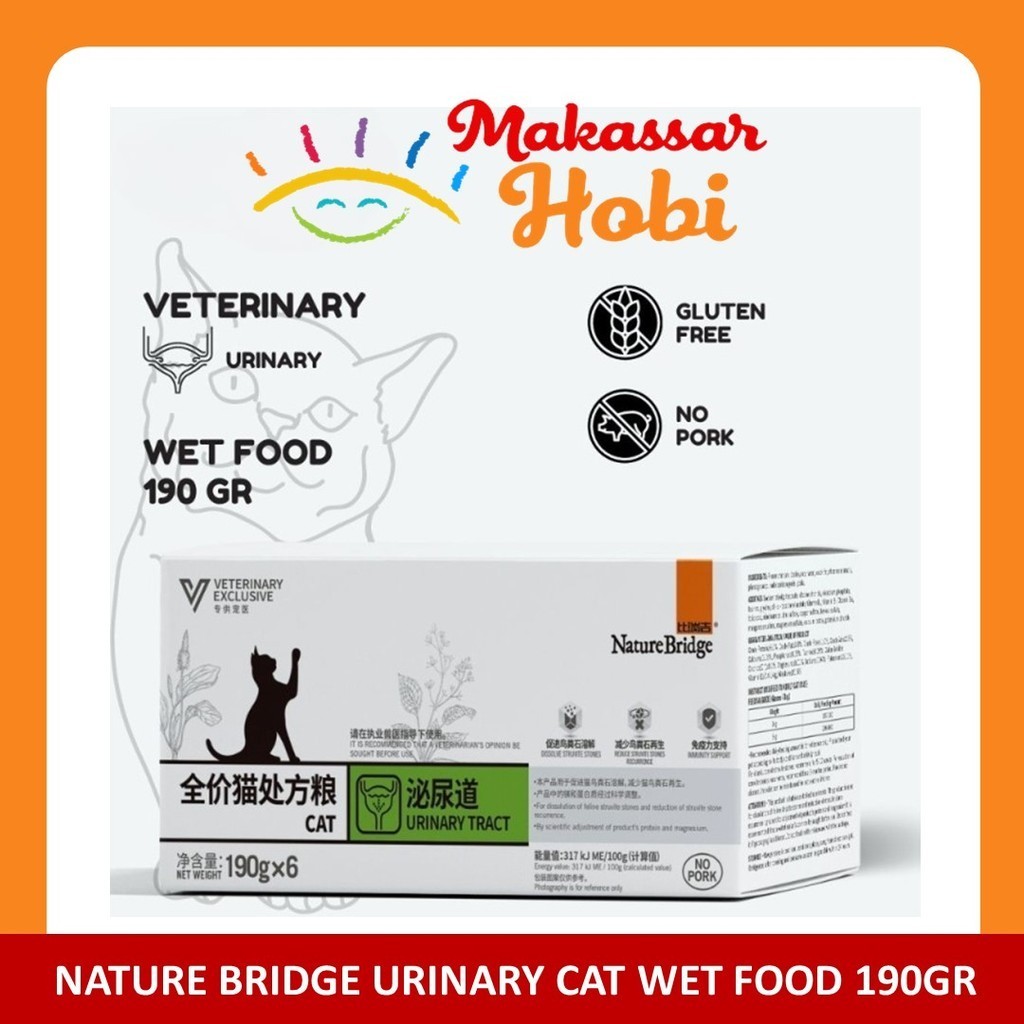 Nature Bridge Urinary Cat Wet Food 190gr Vet Makanan Kucing Basah SO