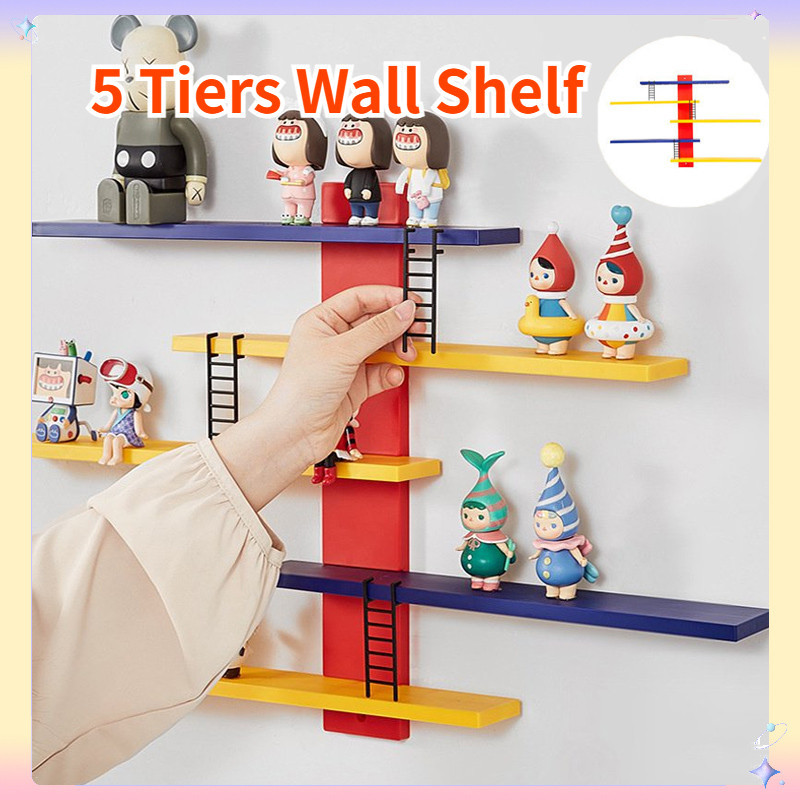 5 Tingkat Rak Dinding Kotak Buta DIY Rak Dinding / Tampilan Gambar Boneka / Rak Mainan Kamar Tidur B