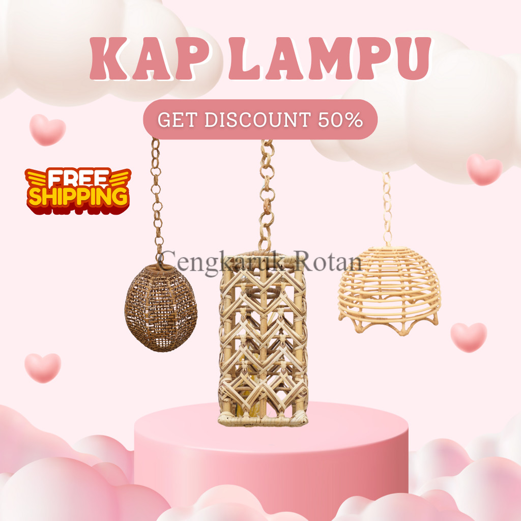 Tempat Kap Lampu Rotan Gantung, Fitting Lampu Estetik Minimalis & Kokoh untuk Dekorasi Interior