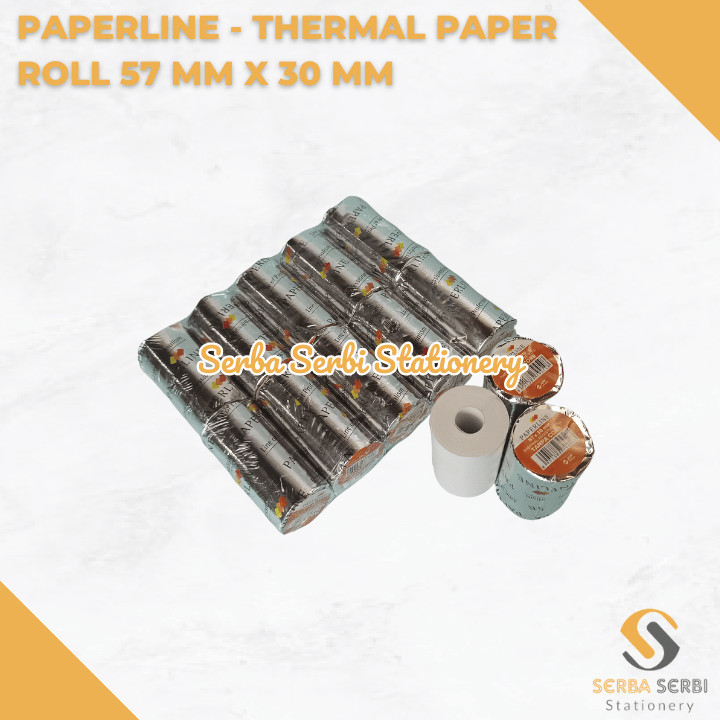

GROSIR (1 PAK ISI 10 BIJI) PAPERLINE - THERMAL PAPER ROLL / TELSTRUK / KERTAS STRUK KASIR 57 MM X 30 MM / 57X30 MM / 58 MM X 30 MM / 58X30 MM