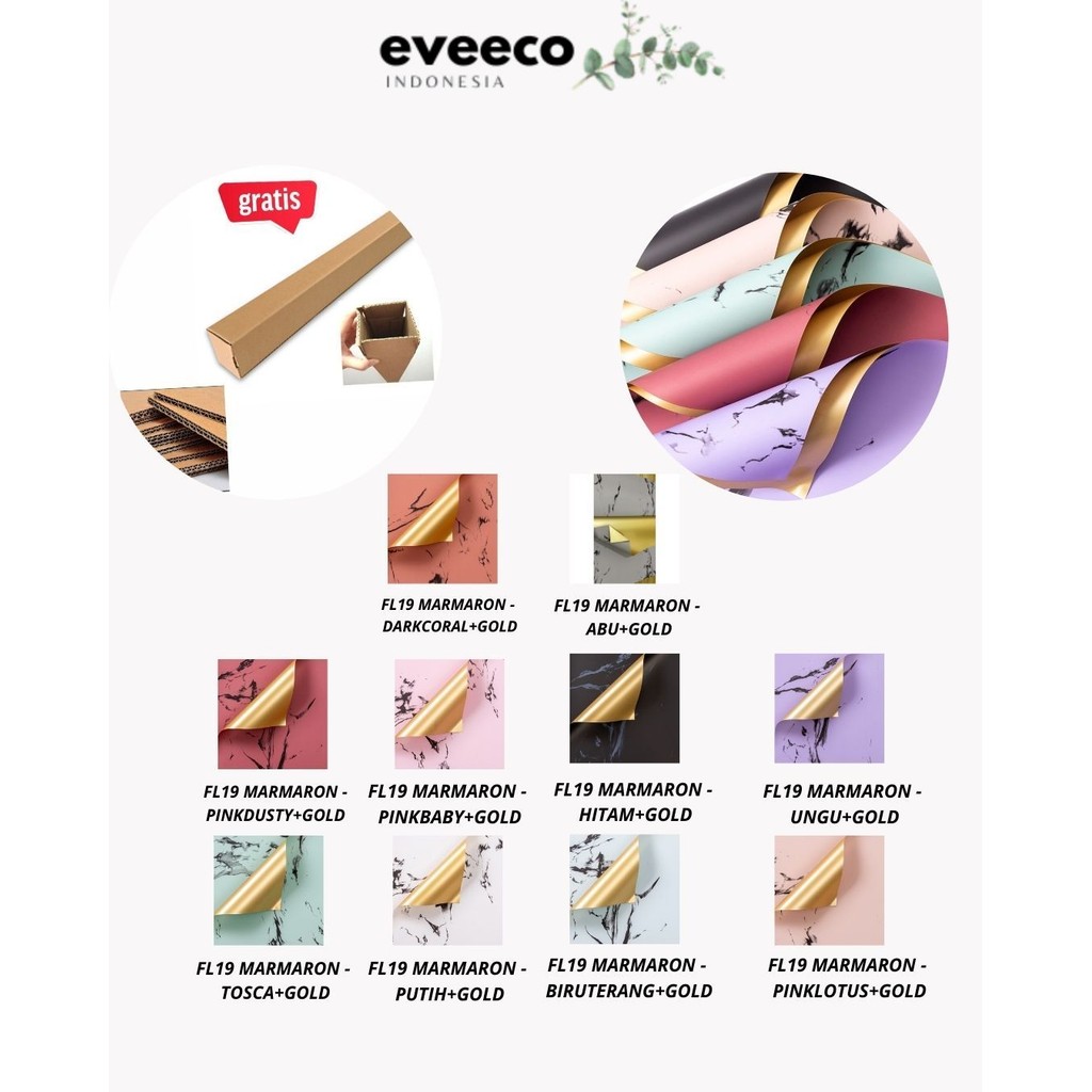 

EVEEco - (5 LEMBAR) - FL19 MARMARON Kertas Bunga Paper Buket Motif Batu Marmer Abstrak Florist Cellophane