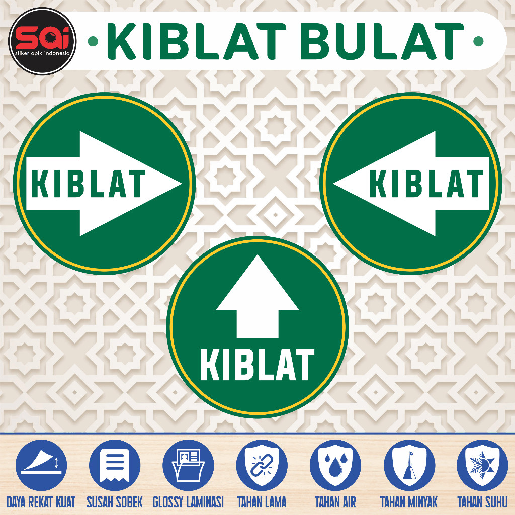 

STIKER VINYL PETUNJUK ARAH KIBLAT LINGKARAN LAMINASI GLOSSY