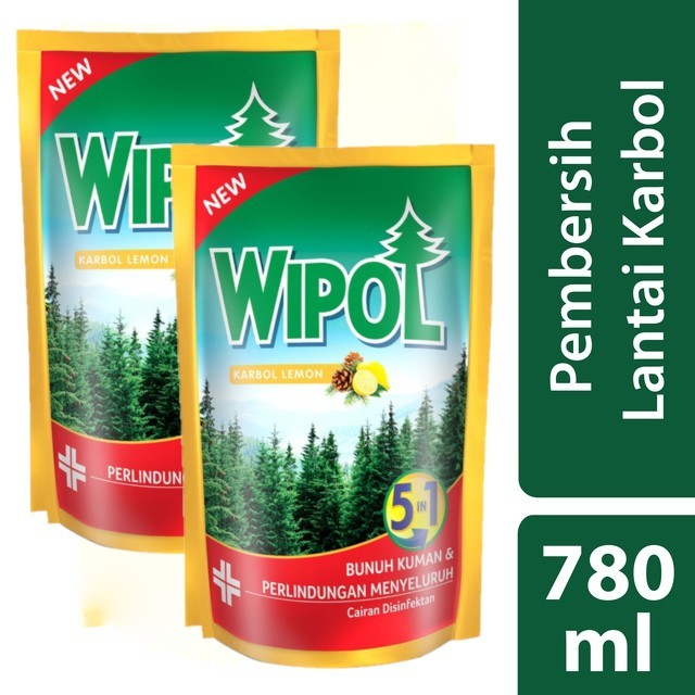 Wipol Sabun Karbol Pembersih Lantai Lemon Tangguh Bunuh Kuman 780 ml Twin Pack