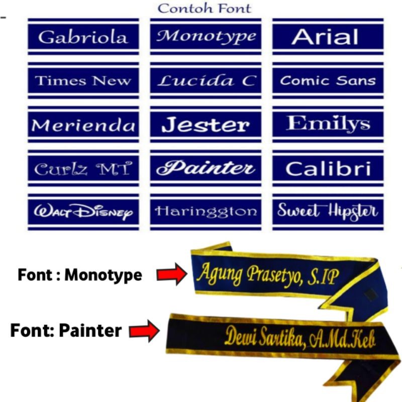 Selempang Wisuda Bordir Bludru Custom 1 hari jadi Selempang Wisuda