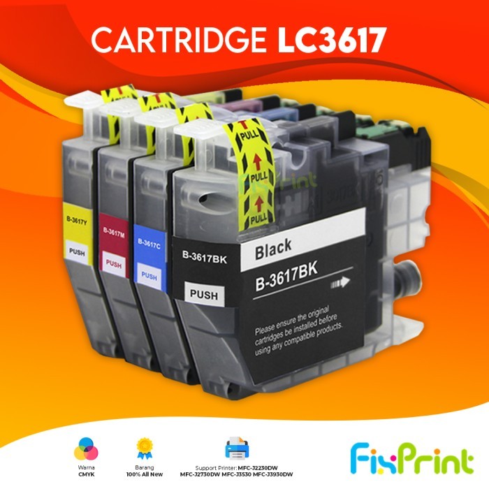 TINTA CATRIDGE XANTRI LC3617 1 SET Blcak Cyan Magenta Yellow MFC-J3530DW Compatible For Printer Brot