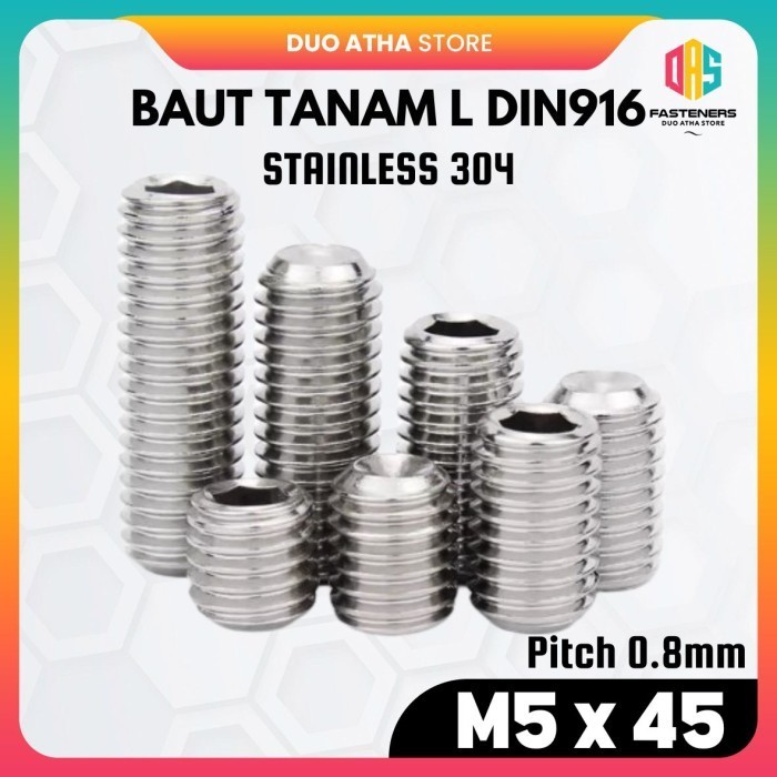 Baut Tanam L M5 x 45 / L-Set Socket M5x45 Stainless SS304