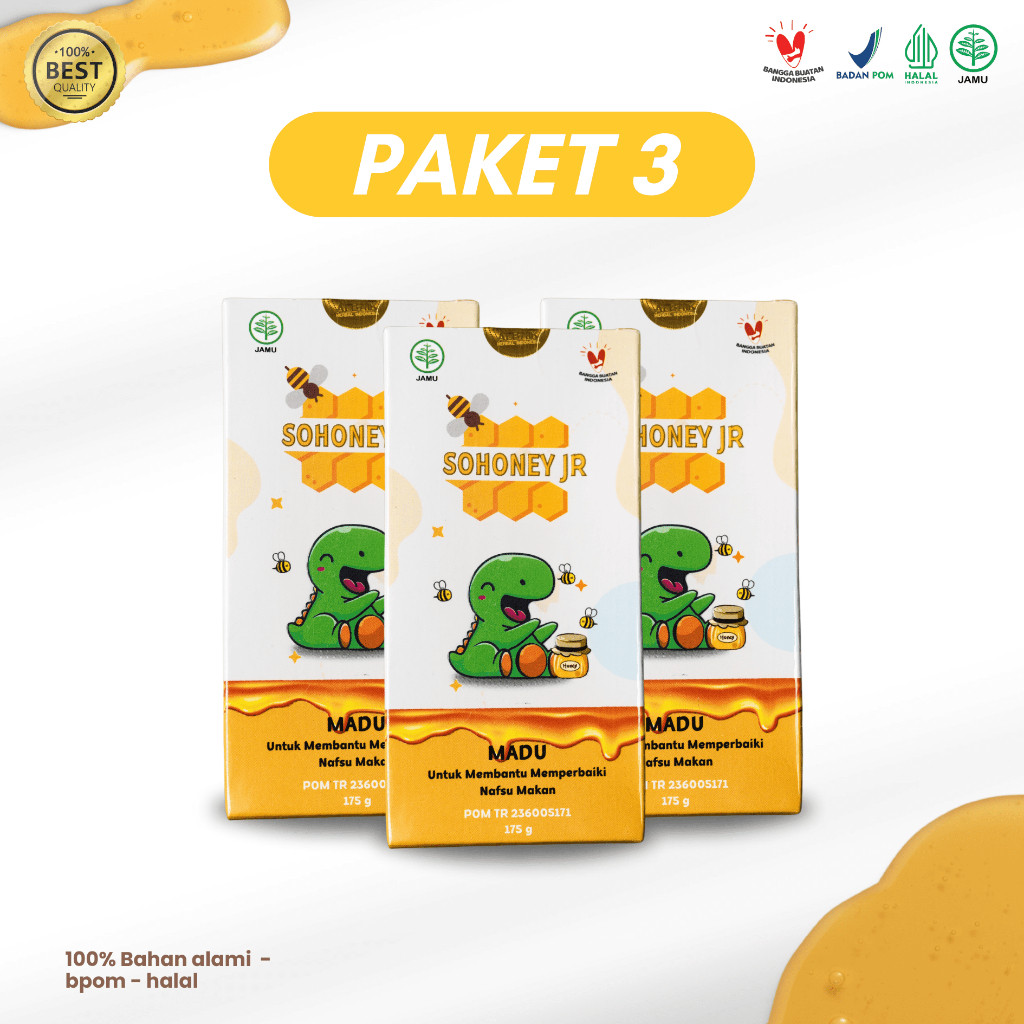 

Sohoney Jr - Multivitamin Penambah Nafsu Makan Anak paket 3 Box - Madu Official Store