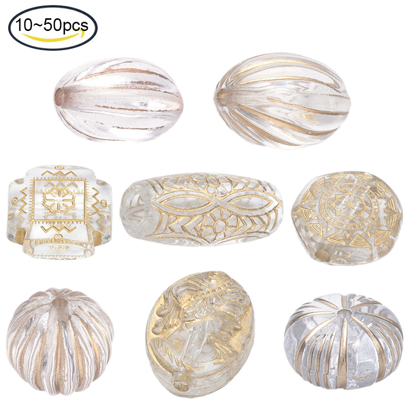 

10-50pcs Transparent Acrylic Beads Round Golden Metal Enlaced Clear Beads for Jewelry Making DIY Handmade Bracelet Wholesale
