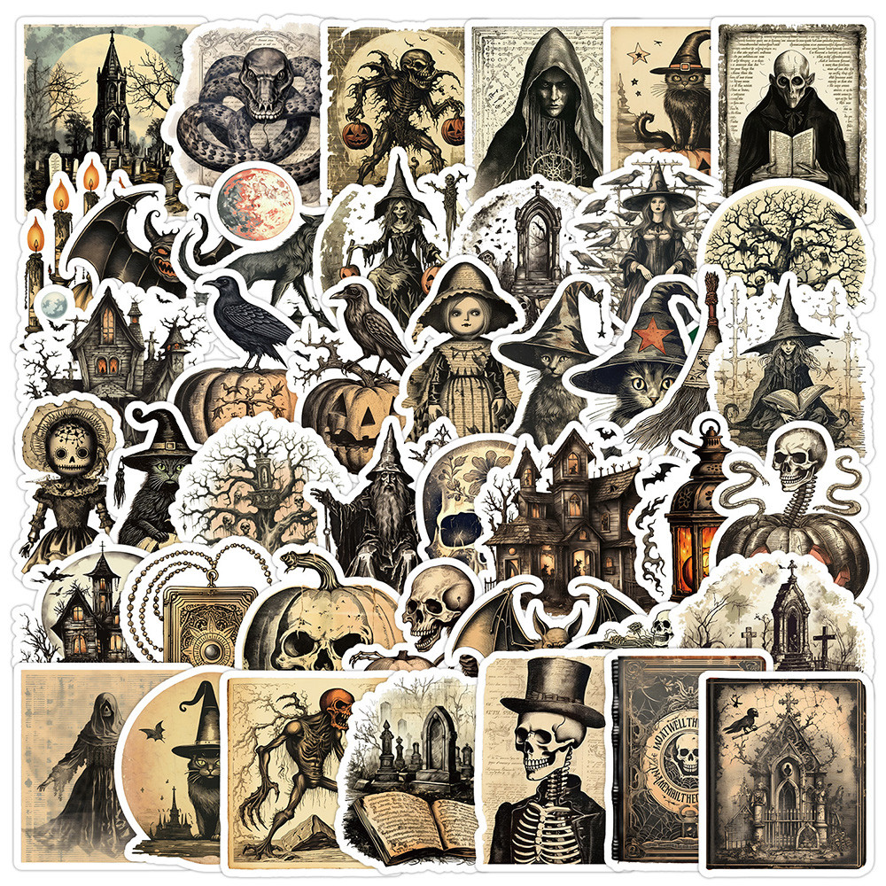 

10/30/50Pcs Vintage Gothic Skull Graffiti Stickers Horror Style Waterproof Decals Laptop Water Bottle Skateboard Motorcycle