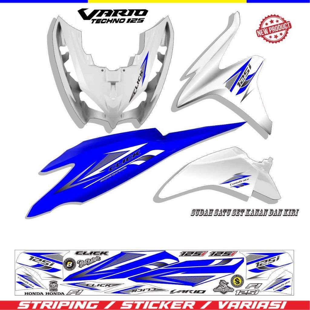 STIKER KEREN STIKER POLET STRIPING MOTOR VARIO 125 TECHNO MOTIF KEREN
