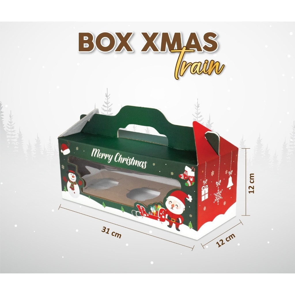 

pekanbaru / Christmas Hampers Box / Kotak Hampers Natal / Kotak Cupcake Natal 3 Cup Train