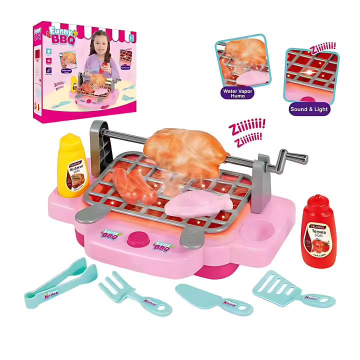 Toy Studio Mainan Anak Perempuan Masak Masakan Grill BBQ Sate Cooking Set Keluar Asap, Musik & Lampu