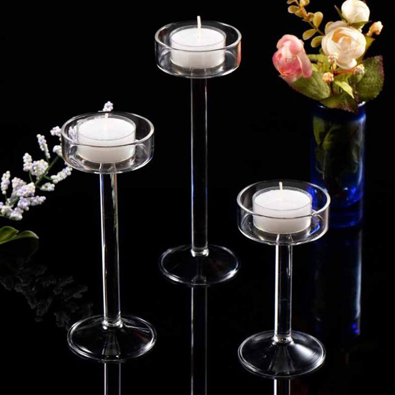 

1Pc Glass Candle Holders Set Tealight Candle Holder Home Decor Wedding Table Centerpieces Crystal Holder Dinner Table Setting