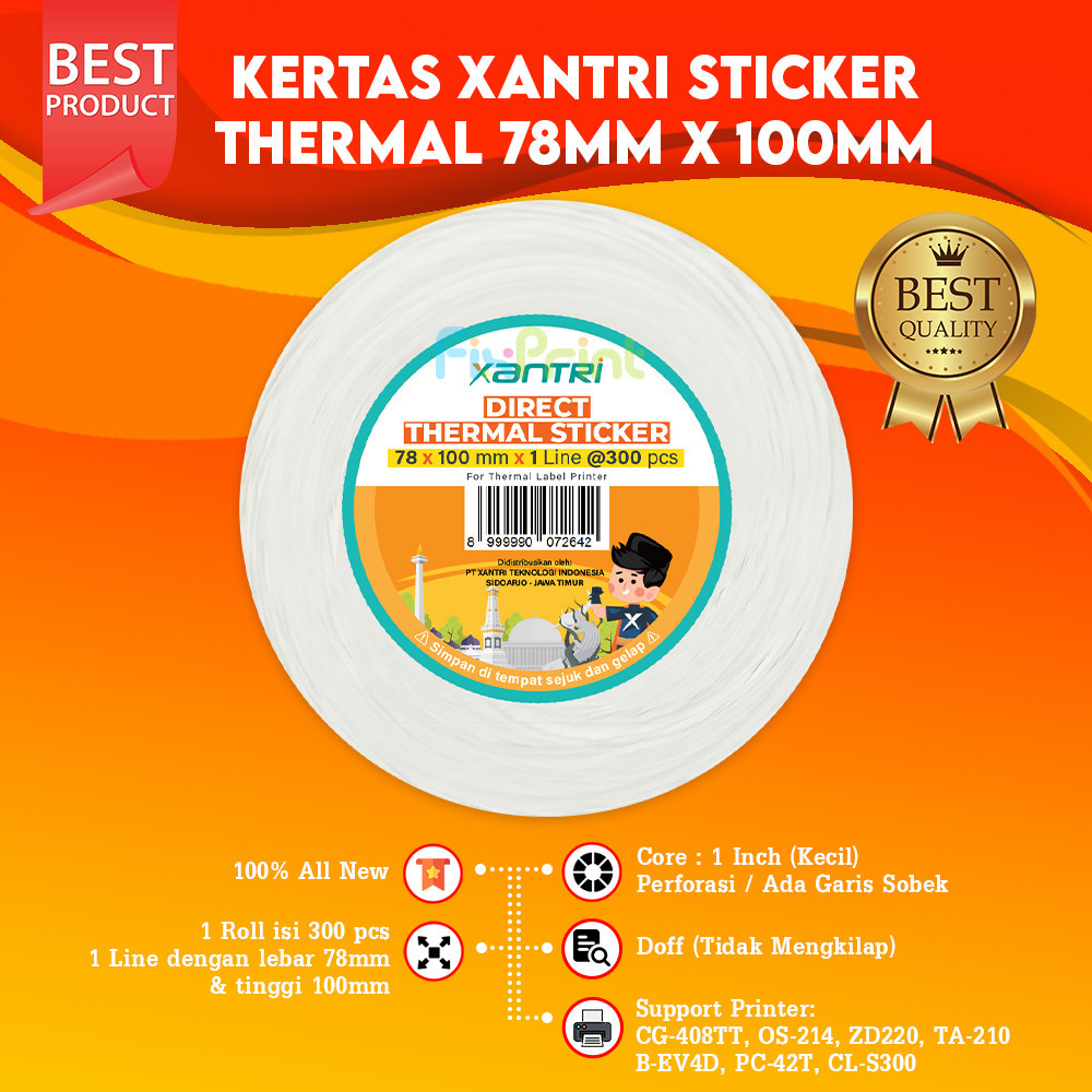 

Dck Kertas Resi Label Thermall Barcode 78x100 100x100 100x150 Thermal Xantri Stiker Thermal Sticker