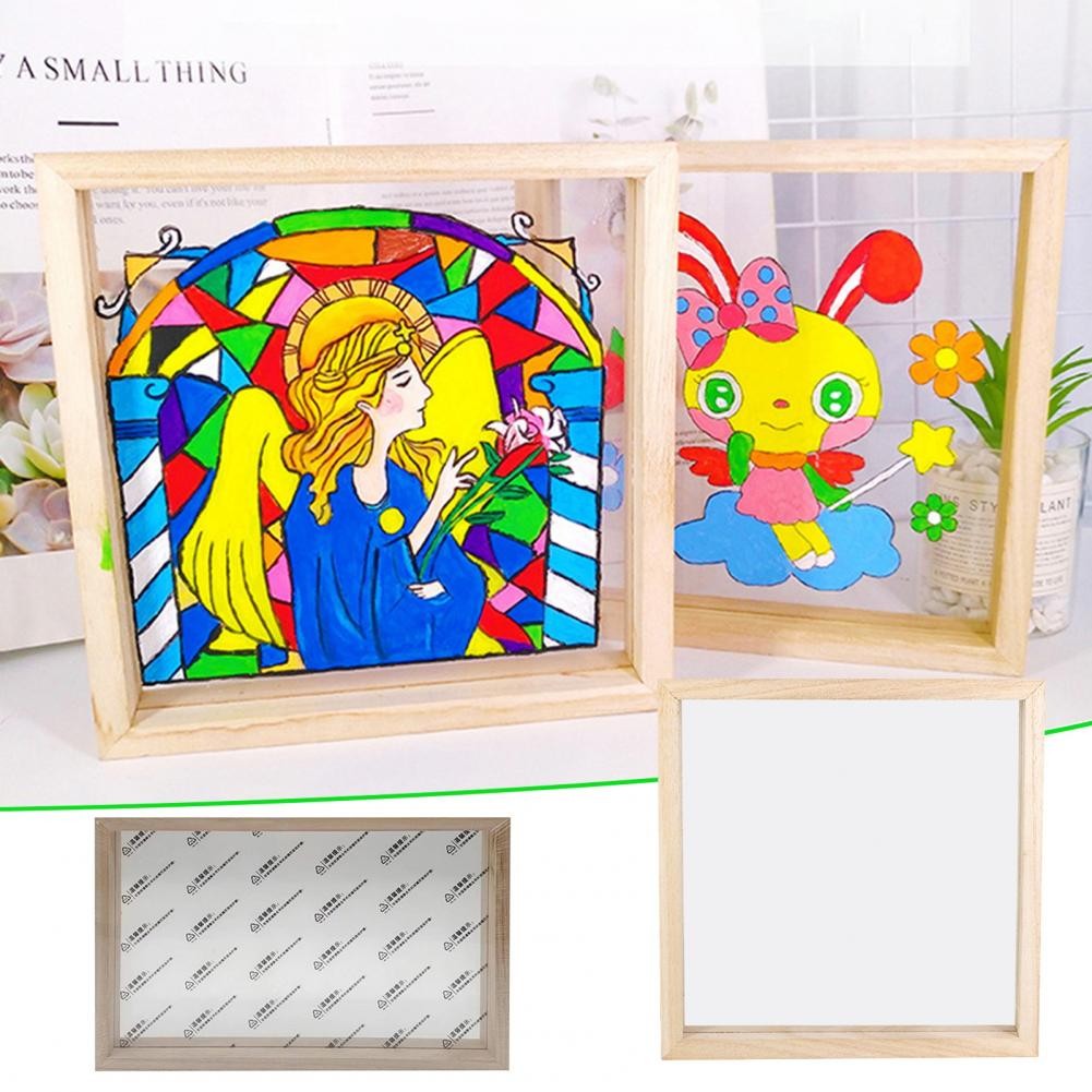 

20/30cm Wood Photo Frame Burr-free Handcraft DIY Acrylic Children Painting Display Frame Paper Making Mould Tools Home Decor