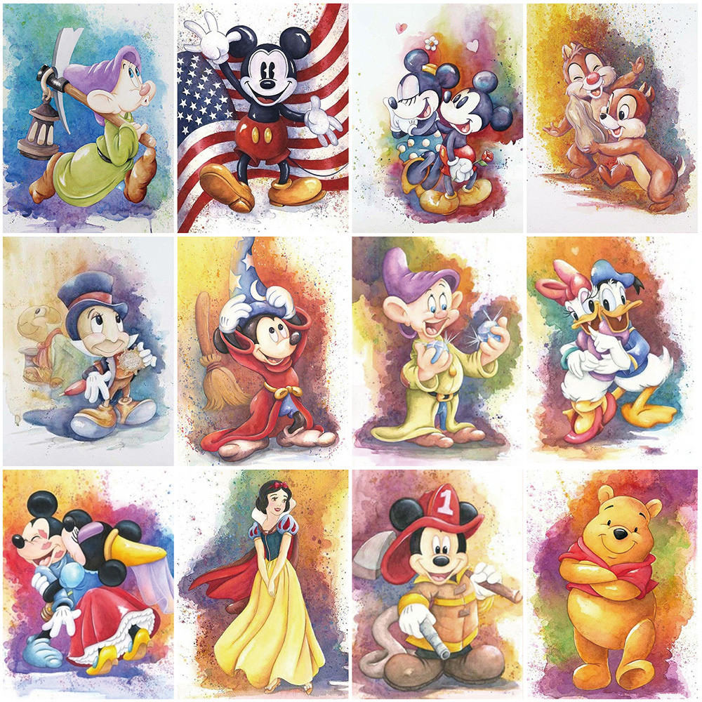 

Disney Paint Kit For Adults Mickey Mouse Oil Painting By Numbers Snow White Acrylic Paint Donald Duck Cartoon Unique Gift