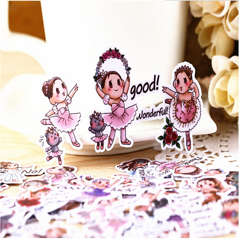 

40pcs Creative Cute Self-made Ballet Girl 2 Scrapbooking Stickers /decorative Sticker /DIY Caft Photo Albums/LINE Express Stick