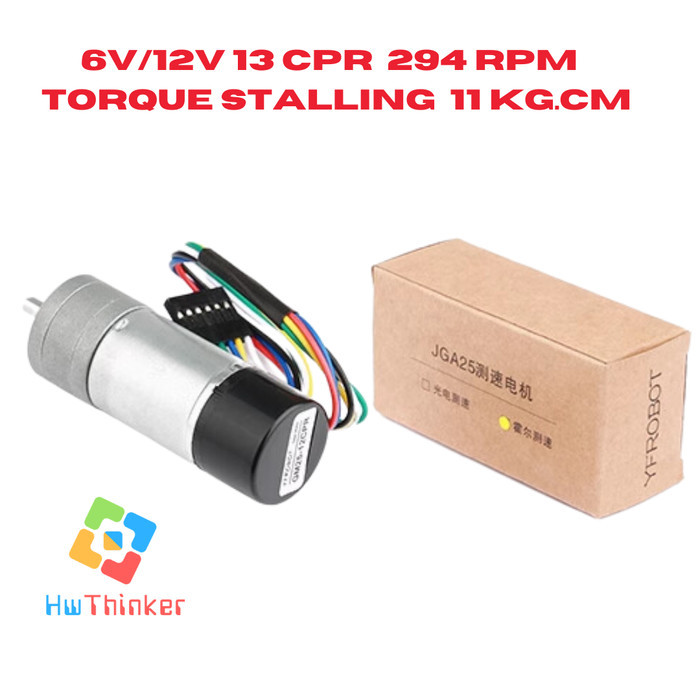 MH27 YFROBOT Motor DC Gearbox 1:34 JGA25-370 dengan Encoder GM25-13CPR 13 CPR