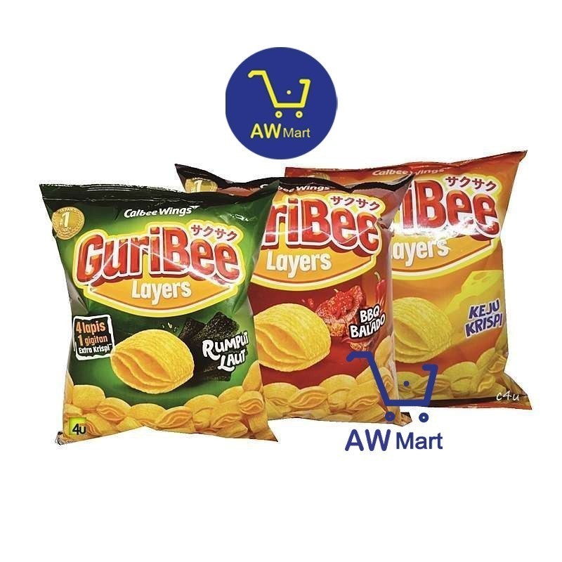 

GURIBEE LAYERS CHIKI 65 GRAM - VARIAN BBQ BALADO - 4 LAYERS DALAM 1X GIGITAN