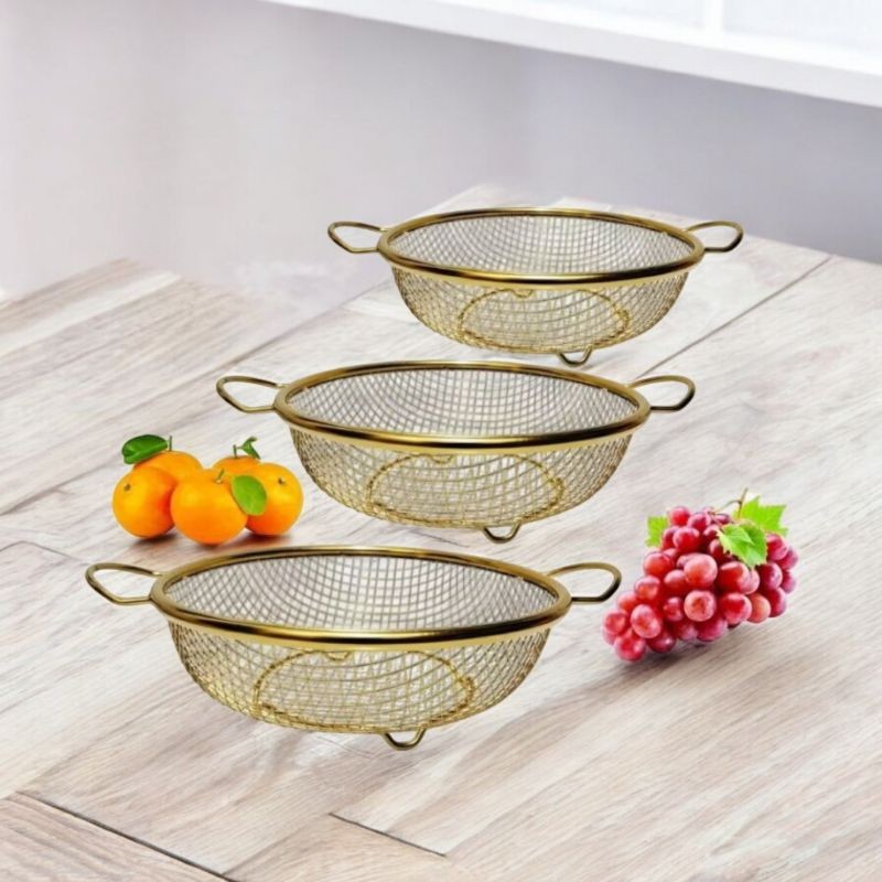 Keranjang Buah Mini Stainless Steel Gold / Wadah Tempat Buah Premium  / Keranjang Mini Buah Sayur