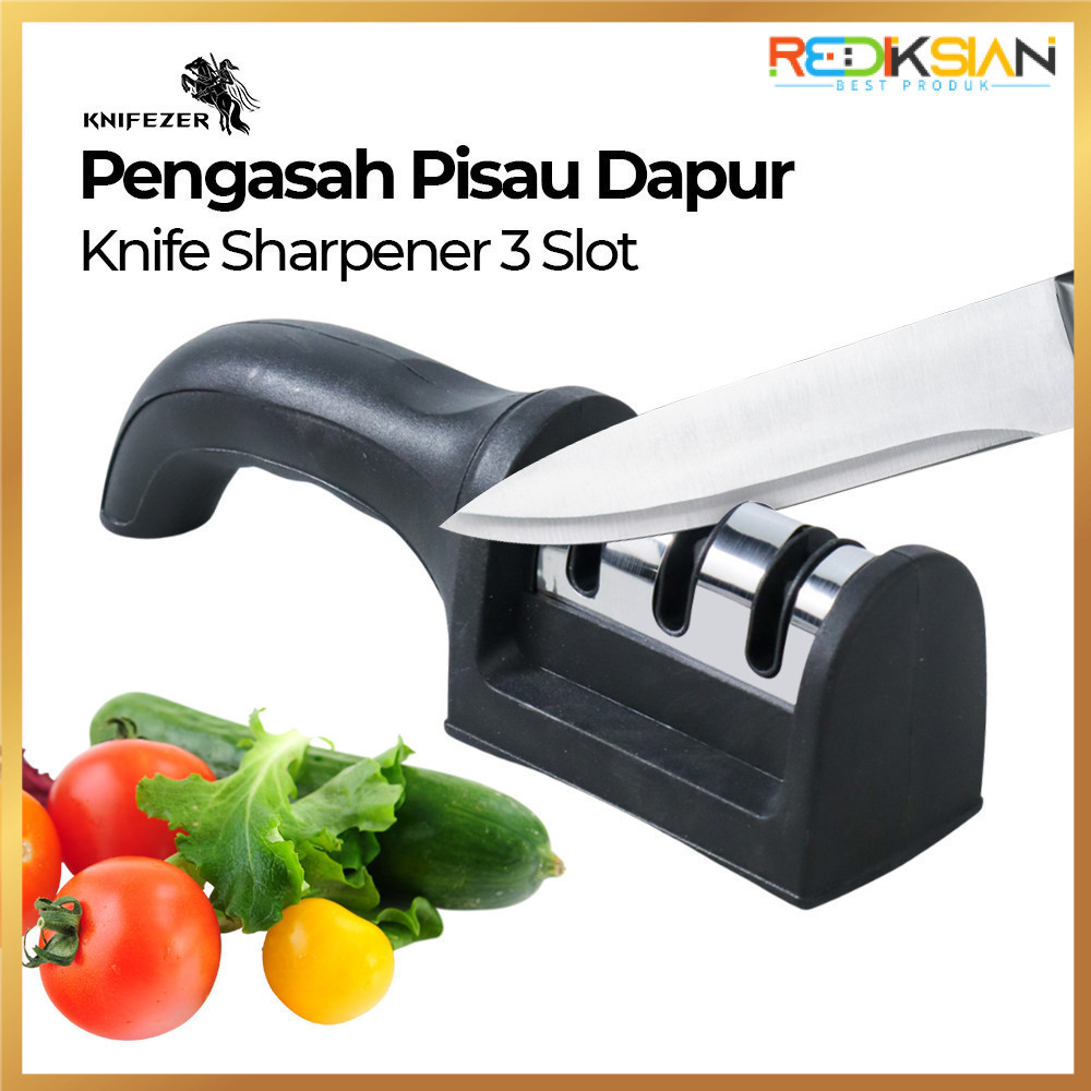 Pengasah Pisau Dapur| Alat Pengasah Pisau Bahan Batu Keramik Isi 3 Slot