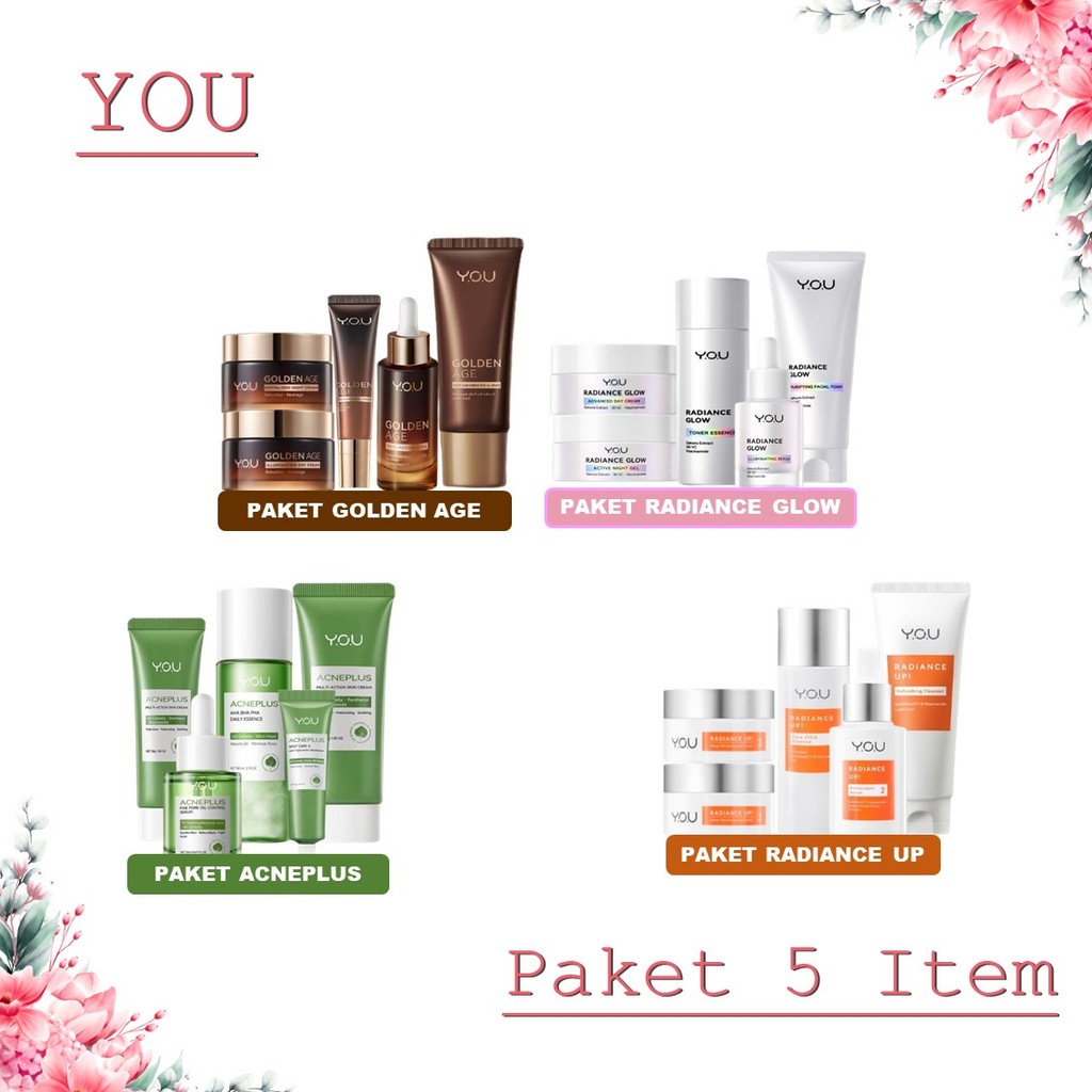 GN88 YOU 5in1 Paket Skincare Set 5pcs | Radiance Glow Serum Facial Foam Cream | Radiance Up Serum To