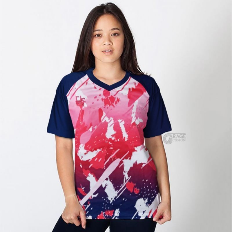 KAOS OLAHRAGA WANITA KAOS VOLLY WANITA BAJU VOLLY BAJU BADMINTON BAJU TRAINING PRINTING SIZELXL