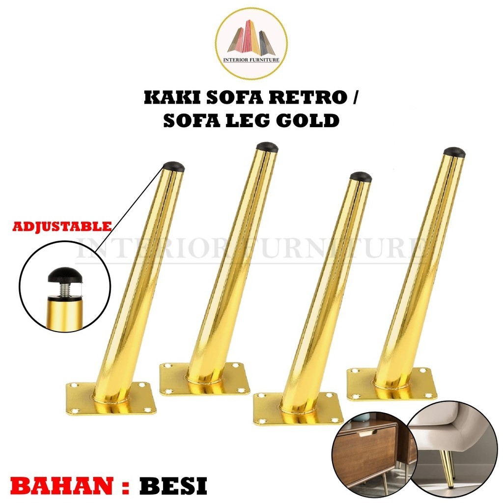 Kaki Sofa Retro Besi Gold 15cm Kaki Kursi Besi Kaki Sofa Leg Besi Model Scania Retro