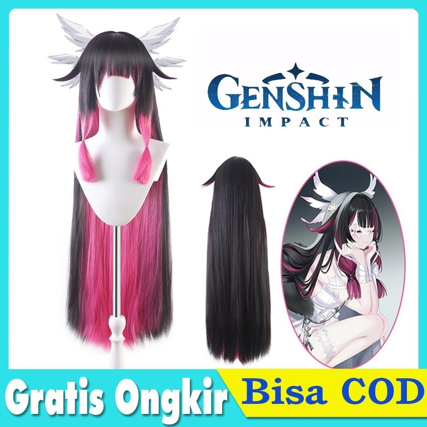 Rambut Palsu Wig Cosplay Anime Game Genshin Impact Wig Columbina Wig Columbina Panjang Lurus