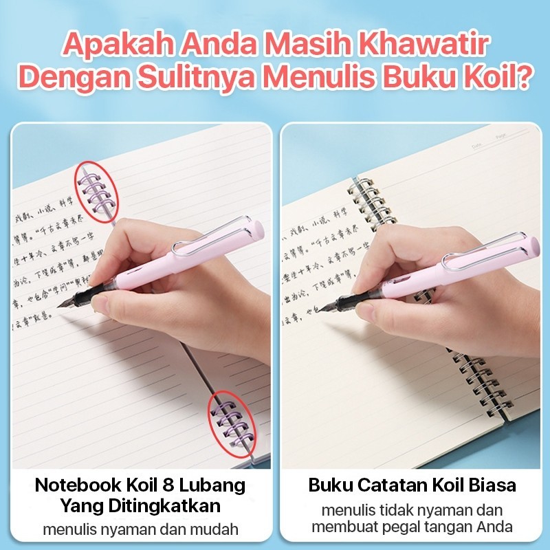 

Aimilo Notebook A5 Buku Diary Aesthetic Sketch Book Koil 8 LubangYang Ditingkatkan Buku Tulis