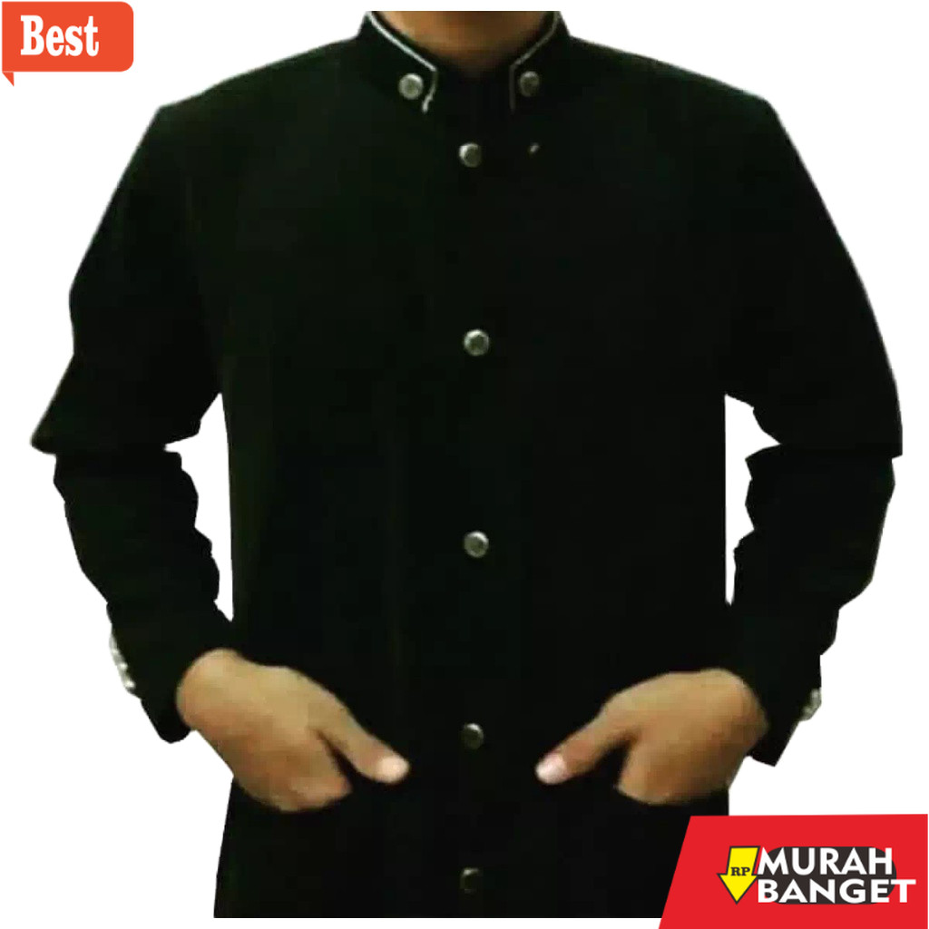 Baju timur tengah pria- Jas Koko Pria Jasko Polos Baju Dewasa Tangan Panjang Warna Hitam Hijau Marun