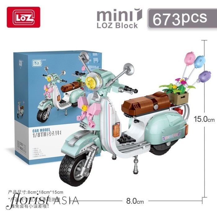 Lego Bunga Balok Susun Mainan Edukasi Anak Cute Vespa LOZ MIni Car Model Series Nano Bricks Mini Bui