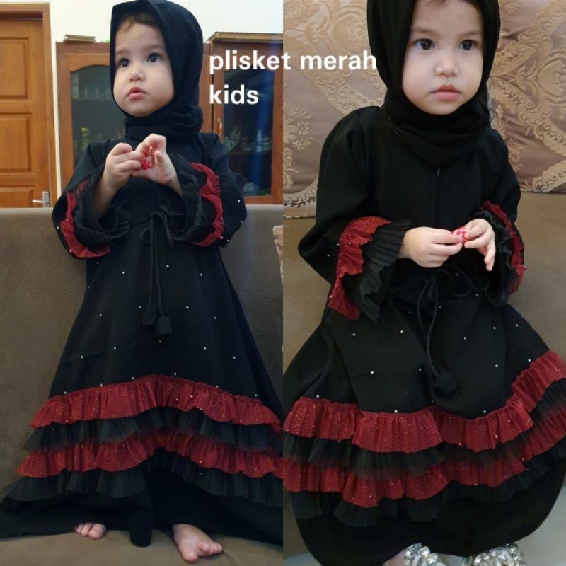 Abaya Anak Lucu Gamis Anak Hitam Plisket Coksu Pink Abaya Bordir Anak