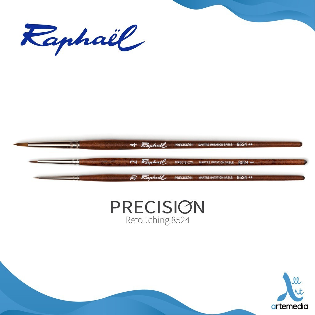 

Raphael 8524 Kuas Lukis Short Round Pointed Precision Synthetic Brush Short Handle